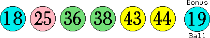 18 25 36 38 43 44 (19)