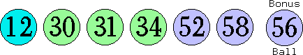 12 30 31 34 52 58 (56)