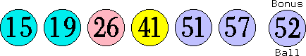 15 19 26 41 51 57 (52)