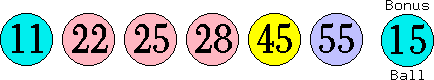 11 22 25 28 45 55 (15)