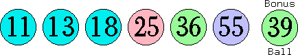11 13 18 25 36 55 (39)