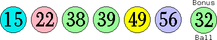 15 22 38 39 49 56 (32)