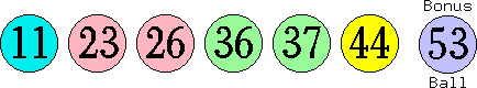 11 23 26 36 37 44 (53)