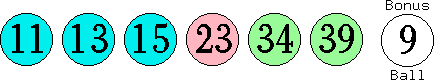 11 13 15 23 34 39 (09)