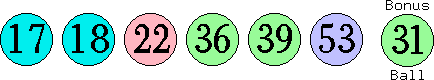 17 18 22 36 39 53 (31)