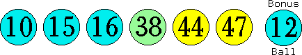 10 15 16 38 44 47 (12)