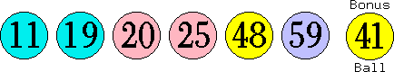 11 19 20 25 48 59 (41)