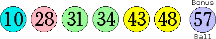 10 28 31 34 43 48 (57)