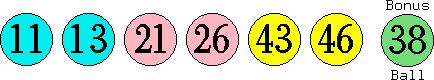 11 13 21 26 43 46 (38)