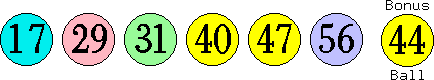 17 29 31 40 47 56 (44)