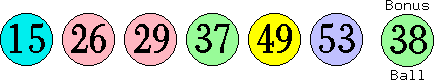 15 26 29 37 49 53 (38)