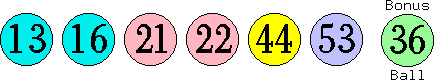 13 16 21 22 44 53 (36)