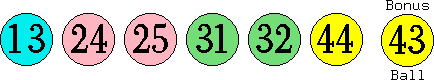 13 24 25 31 32 44 (43)