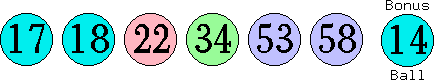 17 18 22 34 53 58 (14)