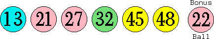 13 21 27 32 45 48 (22)