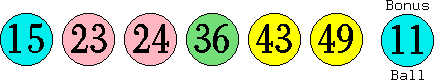 15 23 24 36 43 49 (11)