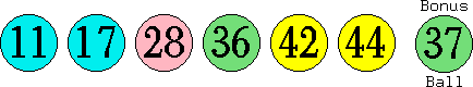 11 17 28 36 42 44 (37)