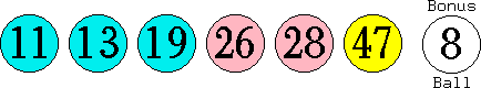 11 13 19 26 28 47 (08)