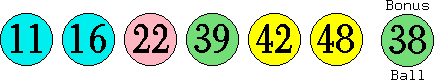 11 16 22 39 42 48 (38)