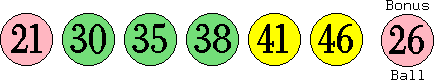 21 30 35 38 41 46 (26)