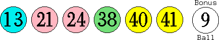 13 21 24 38 40 41 (09)