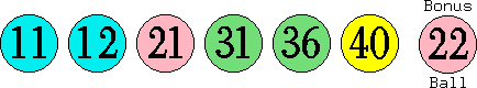 11 12 21 31 36 40 (22)