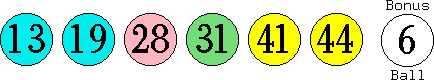 13 19 28 31 41 44 (06)