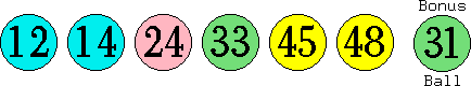 12 14 24 33 45 48 (31)