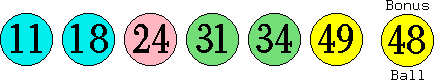 11 18 24 31 34 49 (48)