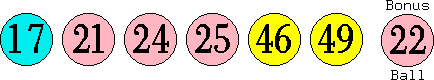 17 21 24 25 46 49 (22)