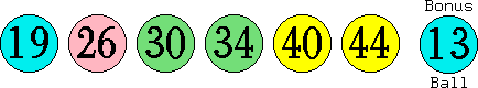 19 26 30 34 40 44 (13)