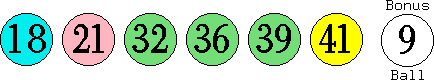 18 21 32 36 39 41 (09)
