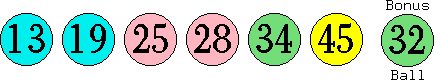 13 19 25 28 34 45 (32)