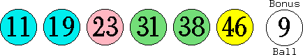 11 19 23 31 38 46 (09)