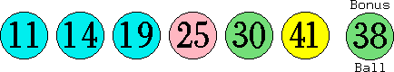 11 14 19 25 30 41 (38)