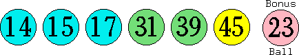 14 15 17 31 39 45 (23)