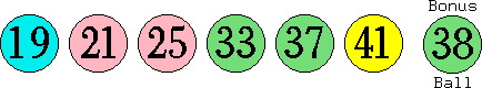 19 21 25 33 37 41 (38)