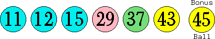 11 12 15 29 37 43 (45)