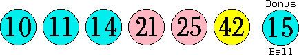 10 11 14 21 25 42 (15)