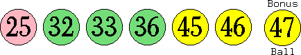 25 32 33 36 45 46 (47)