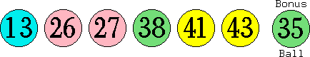 13 26 27 38 41 43 (35)